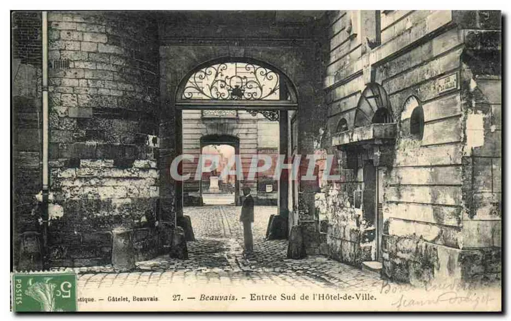 Beauvais — Südliche Eingangstür des Rathauses — Gâtelet, Beauvais - Vorderseite