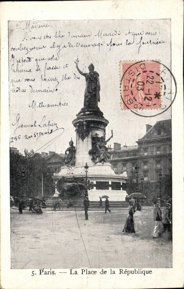 Paris — A Praça da República — Editor da Collection du Petit Parisien, n°5 - Frente
