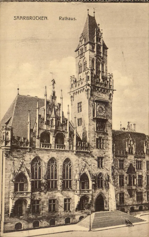 Saarbrücken. Rathaus — Ansicht des Rathauses — unbekannter Verlag, Seriennummer nicht sichtbar - Vorderseite