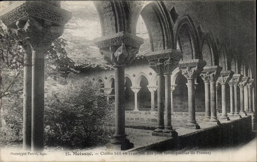 Moissac — Mosteiro construído em 1100 (um dos mais notáveis da França) — Fototipia Perret, Agec - Frente
