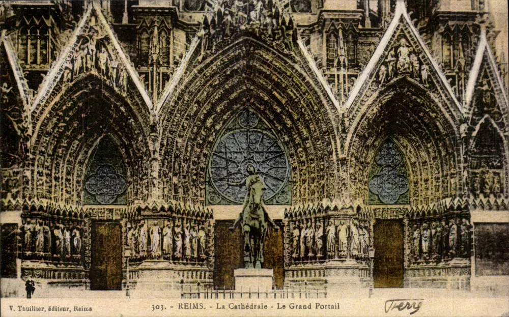 Reims - Die Kathedrale - Der Große Portal — V. Thuillier, Verlag, Reims, n° 303 - Vorderseite
