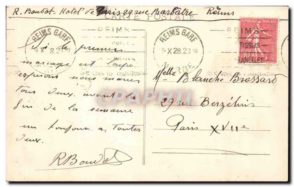 Reims - Die Kathedrale - Der Große Portal — V. Thuillier, Verlag, Reims, n° 303 - Rückseite