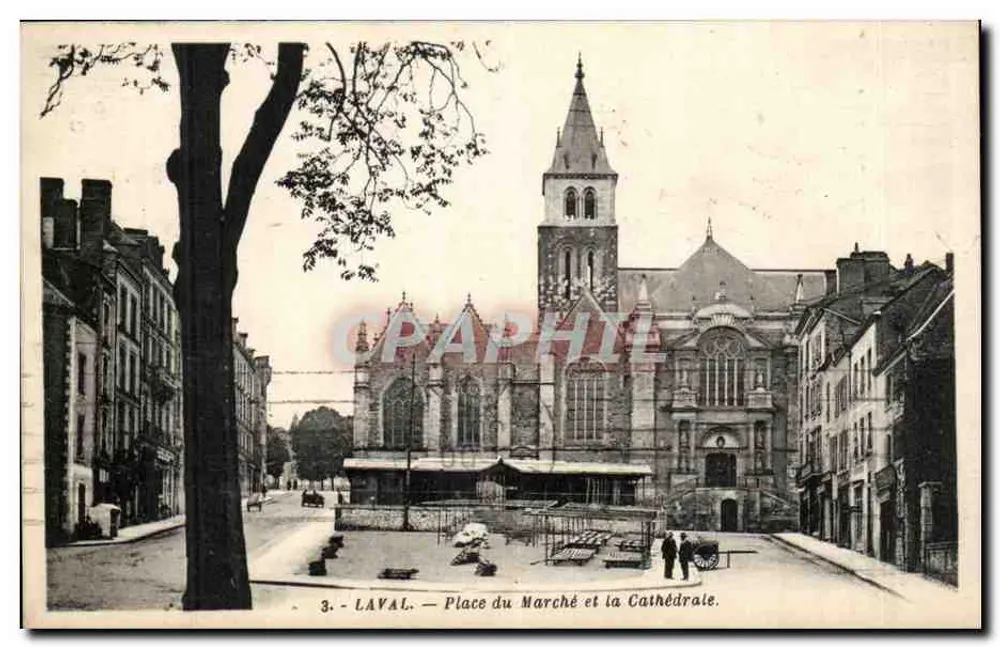 Laval — Piazza del Mercato e la Cattedrale — G. Arnaud, editore, n°3 - Recto