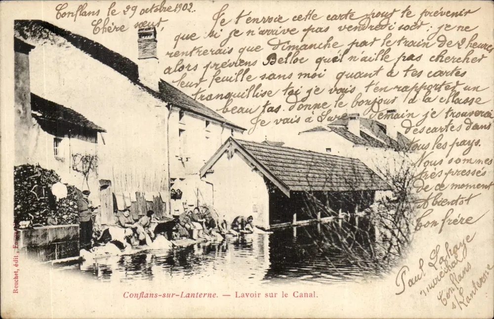 Conflans-sur-Lanterne — Wäsche am Kanal — Reuchet, Verlag Conflans - Vorderseite