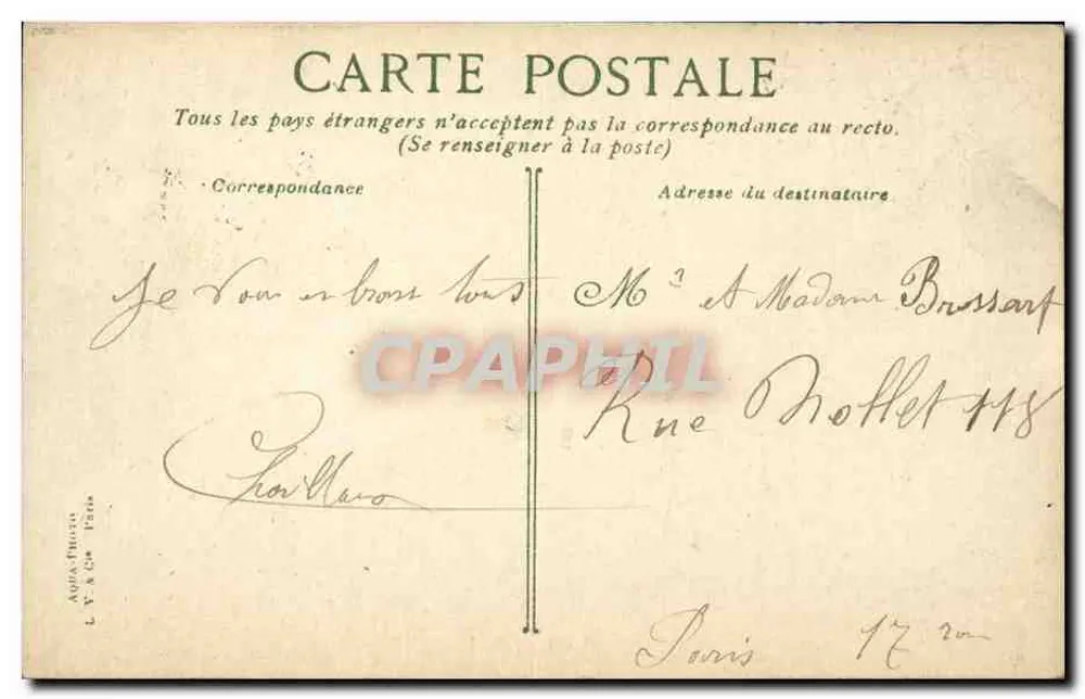 Le Havre - Bassin do Comércio — 1919 — Editor L.V. & Cie, n° 1819 - Verso