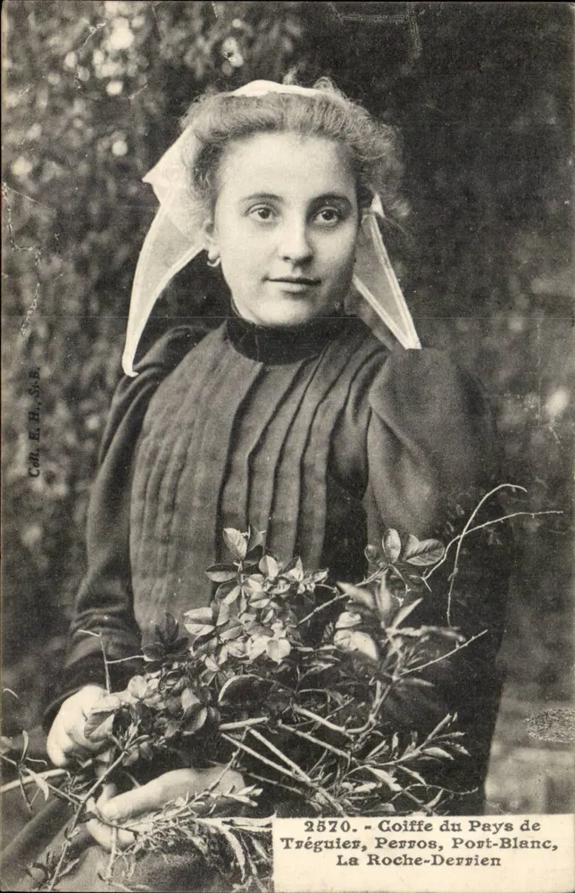 Frau in einem Kopftuch aus der Region Tréguier — La Roche-Derrien — Sammlung E. H. S. B. - Vorderseite