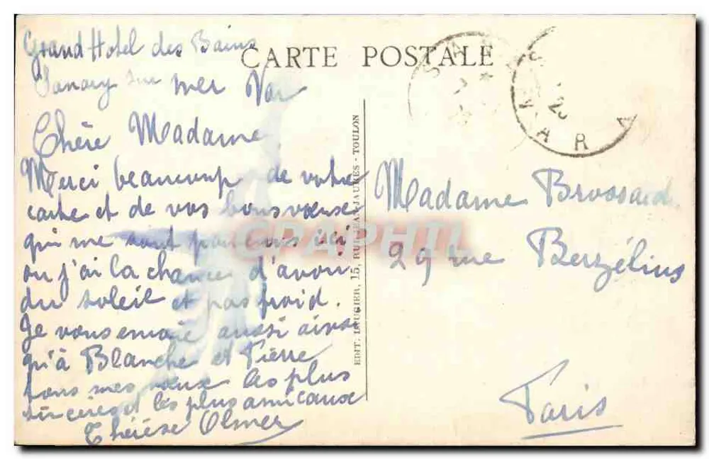 Sanary — Ansicht des Quais Victor-Hugo — Verlag Trinchero - Rückseite