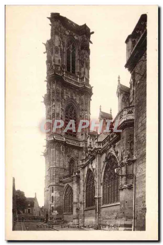 Nevers — A Torre da Catedral de São Cirano — edição J. Jaut - Frente