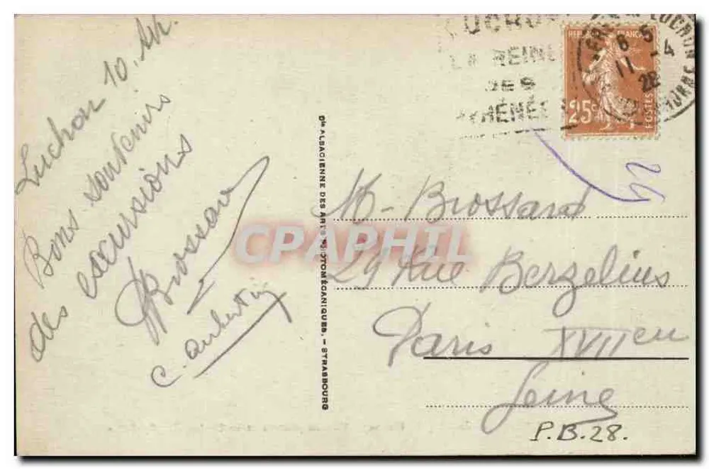 Superbagnères (alt. 1893 m) — Blick auf die Ebene und die Pyrenäen — Verlag: Ph. Alsacienne des Arts et Industries - Rückseite