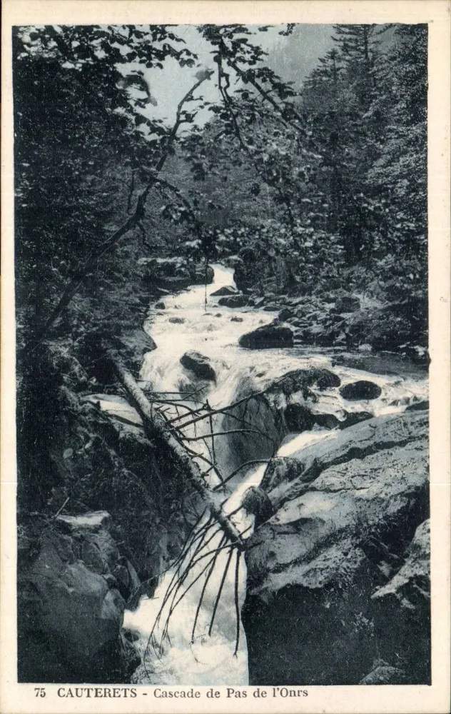Cauterets - Cachoeira de Pas de l'Onrs — editor H. Rius, Cauterets, n°75 - Frente