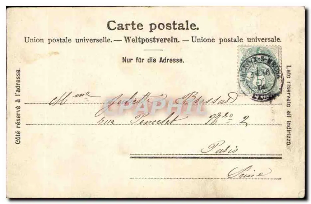 Urirothstock — Montanha nevada e aldeia alpina — T. Pfaff, Neuchâtel (Suíça), N° 2119 - Verso