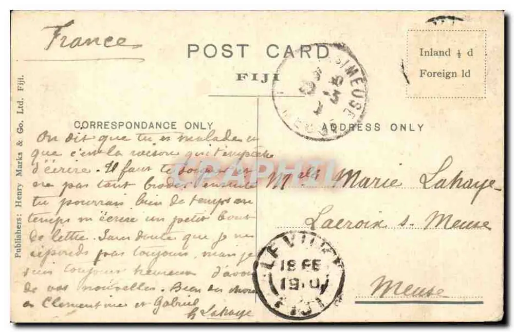 Chief's house — Wohnsitz eines fidschianischen Häuptlings — Henry Marks & Co. Ltd. Fiji - Rückseite