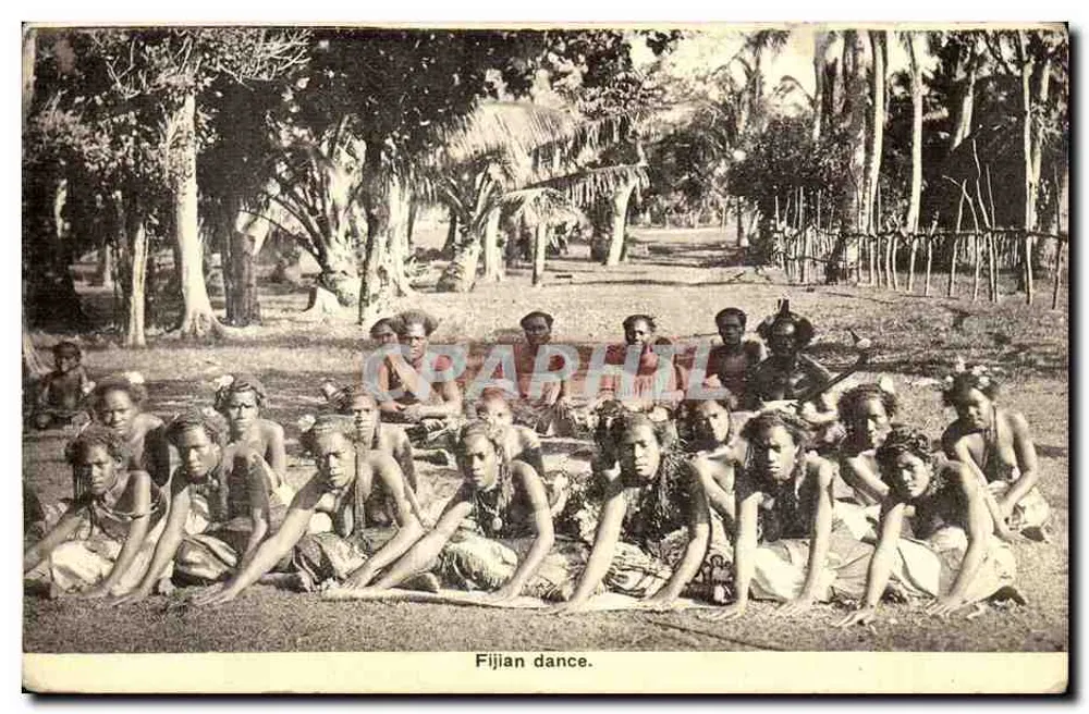 Baile fijiano — escena en bosque — Henry Marks & Co. Ltd. - Anverso