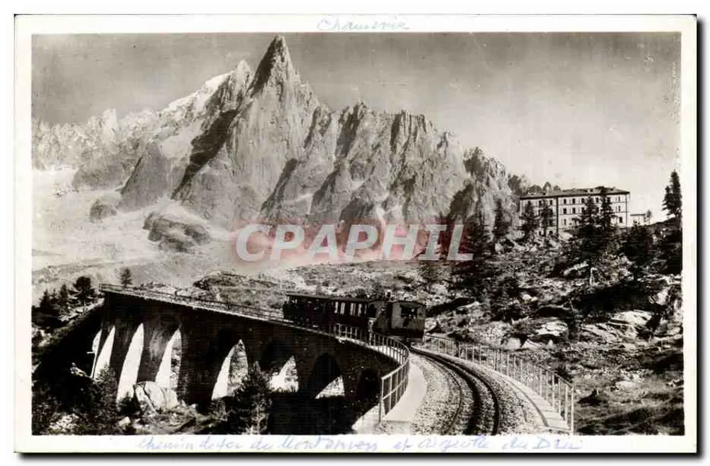 Chamonix — Eisenbahn Montenvers und Aiguille du Dru — Edition La Cigogne - Vorderseite