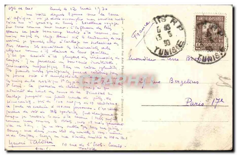 Tunis - Allgemeiner Blick — Verlag Distribution, Nr. 6 - Rückseite