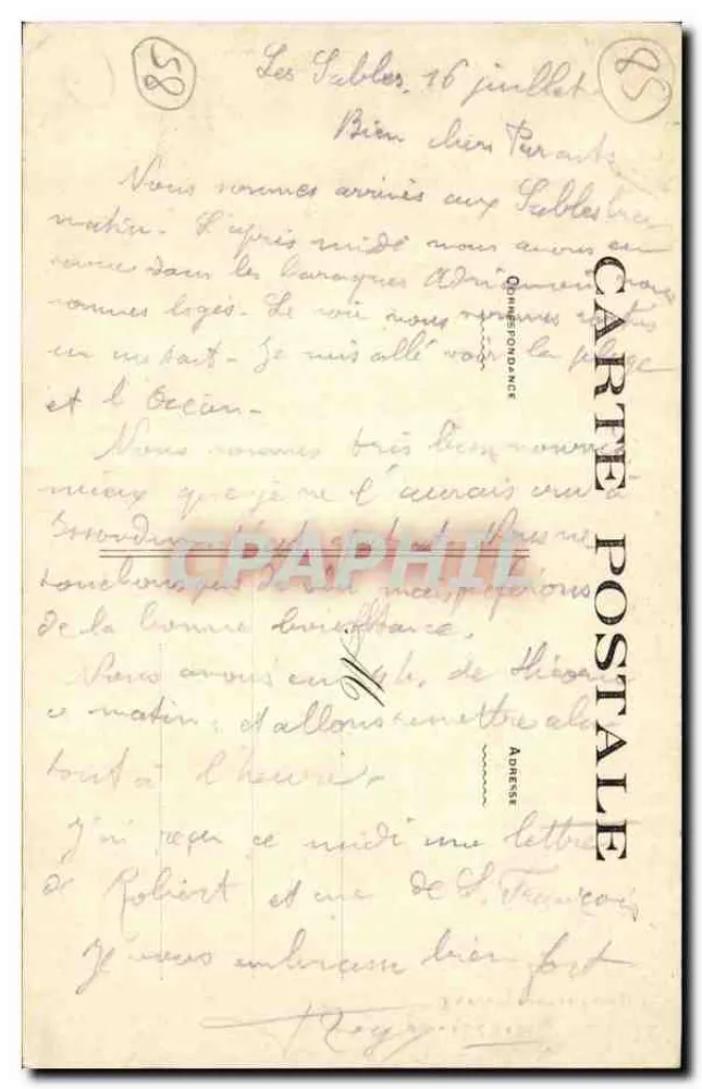 Frau mit Schirm — Les Sables-d'Olonne — Auf dem Weg zur Küste — Verlag Vasse & Cie, Nr. 15 - Rückseite
