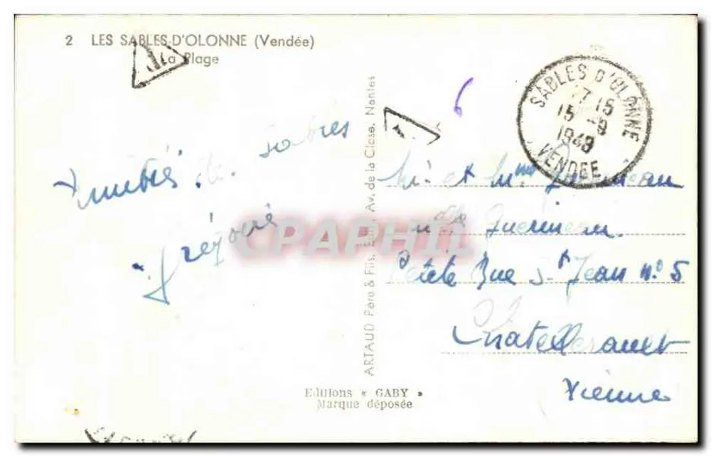 Les Sables-d'Olonne — A Praia — Edições Gaby - Verso