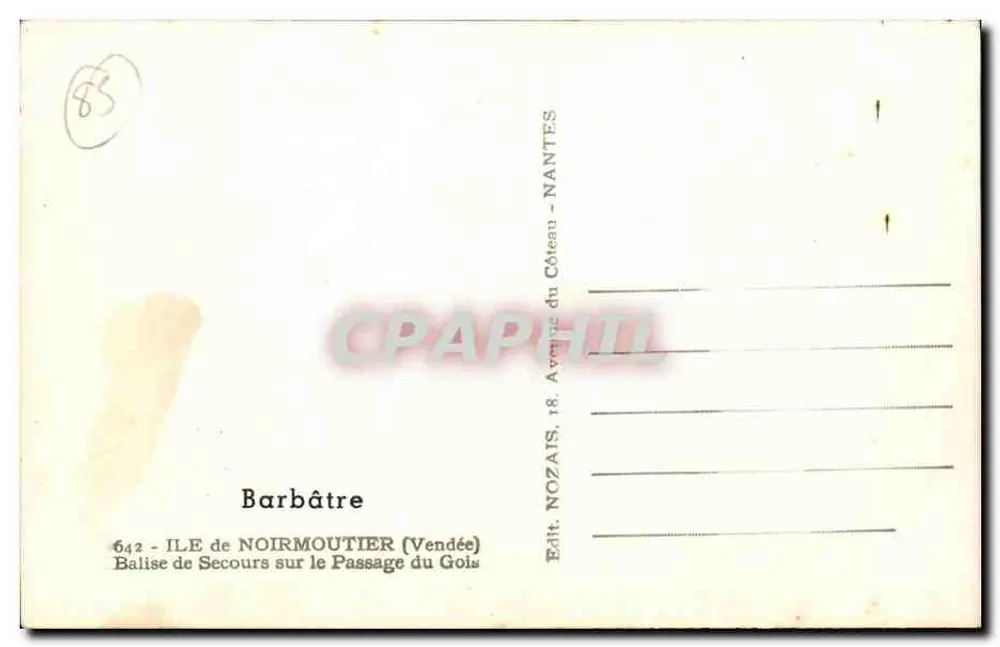Barbâtre — Leuchtturm am Passage du Gois — Verlag Nozaïs, 18, Avenue du Côteau - Nantes - Rückseite