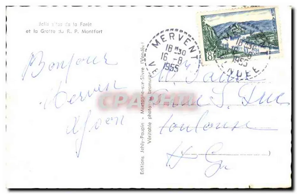Floresta de Mervent-Vouvant — Lembrete — Éditions Jéhly-Pouplin - Verso