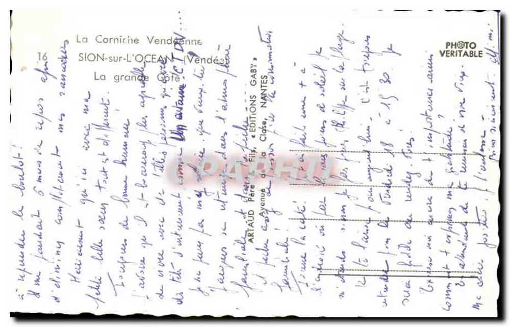 ला कॉर्निच वेंडीयन — सियॉन-सूर-ल-ओसियन (वेंडीय) — प्रकाशक गैबी, नांतेस - पीछे