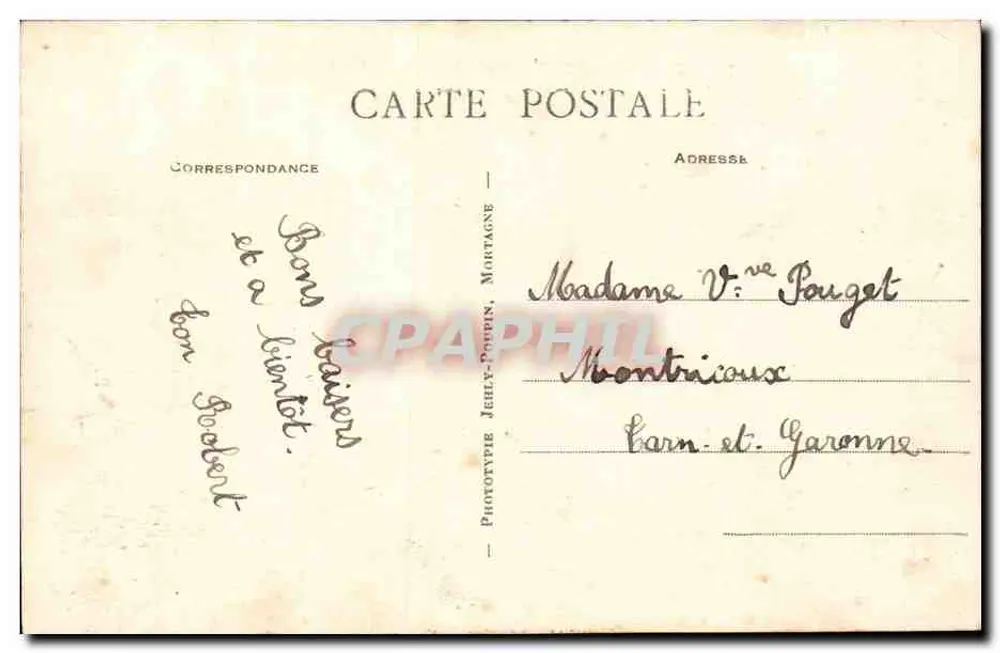 Le Bernard (Vendée) — Die Kirche und die Hauptstraße — Phototype Jehly-Poupin, Mortagne - Rückseite