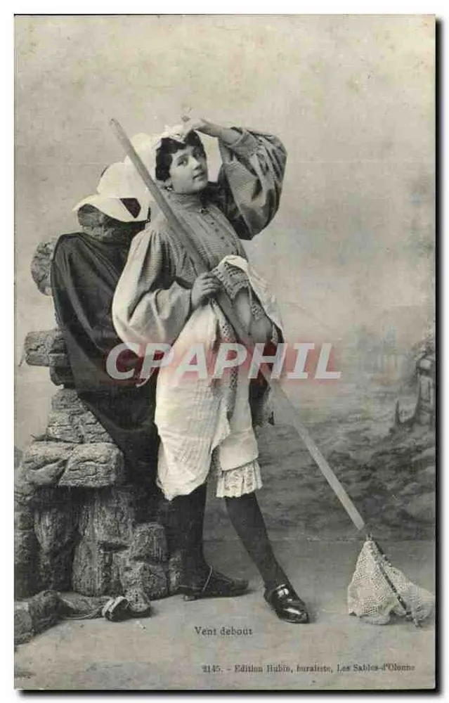 Femme en costume de pêcheuse — scène de pêche — Édition Hubin, buraliste, Les Sables-d'Olonne - Recto