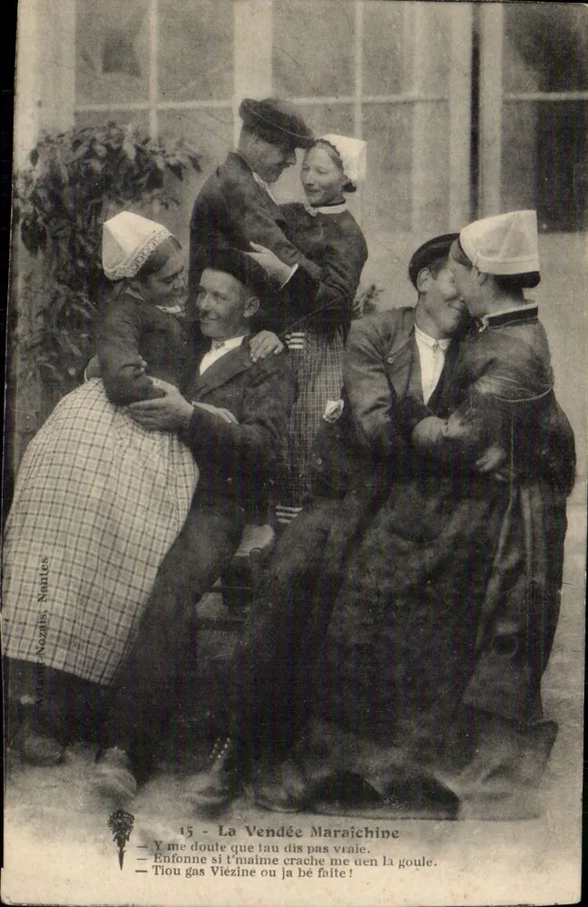 La Vendée Maraichine — scena di gruppo con testo umoristico — Nozais, Nantes, n°15 - Recto