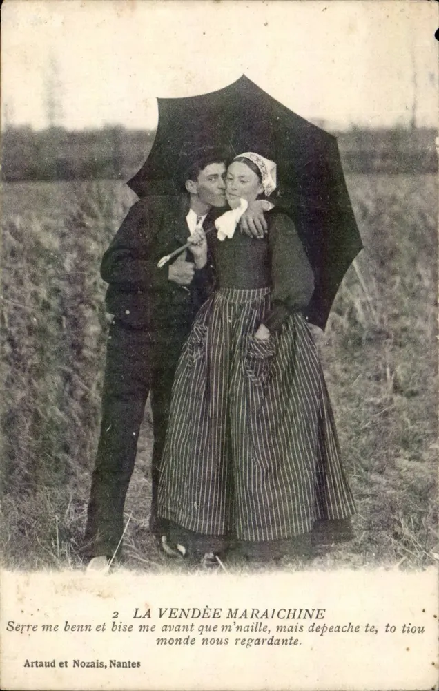 La Vendée Maraichine — romantische Szene unter einem Schirm — Artaud et Nozais, Nantes, Nr. 2 - Vorderseite