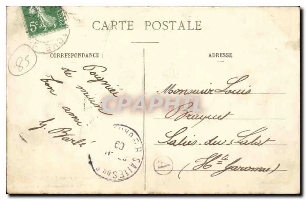 In den Vendée-Moors — Der Tanz der Kleinen Gärtner — Sammlung Boulain, Croix-de-Vie, Nr. 167 - Rückseite