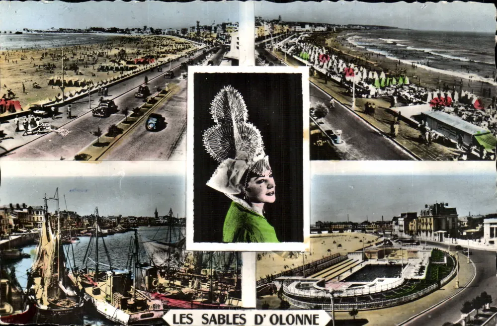 Les Sables d'Olonne — Panoramablick auf Strand, Hafen und Promenade — Edition Edouard Pehly-Poupin - Vorderseite