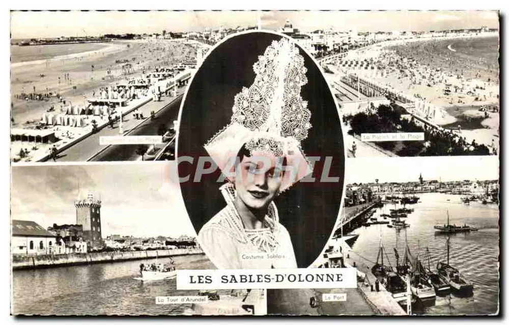 Les Sables-d'Olonne — Trajes Sableois, Torre de Arundel, O Porto, A Praia e a Península — Edições Gaby - Frente