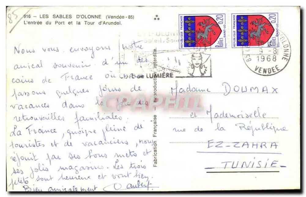 Les Sables-d'Olonne — L'entrée du port et la Tour d'Arundel — Éditeur : Craphill - Rückseite