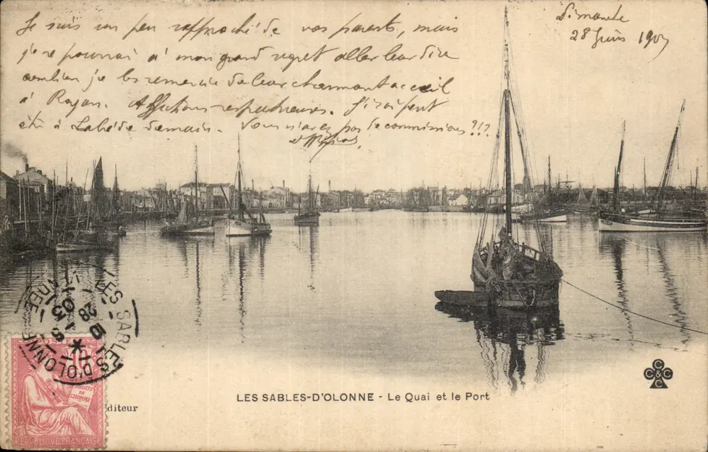 Les Sables-d'Olonne - Il Molo e il Porto — editore C. P. V. F. — numero di serie non visibile - Recto