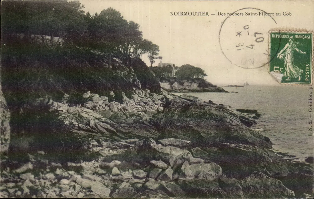 Noirmoutier — Die Felsen von Saint-Filbert am Cob — Éditions Du Poinçon, Nr. 25 - Vorderseite