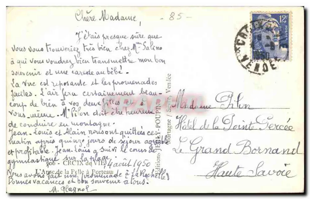 Die Anse de la Pelle bei Porteau — Ansicht der Strände und Häuser — Éditions Jehly, Nr. 306 - Rückseite