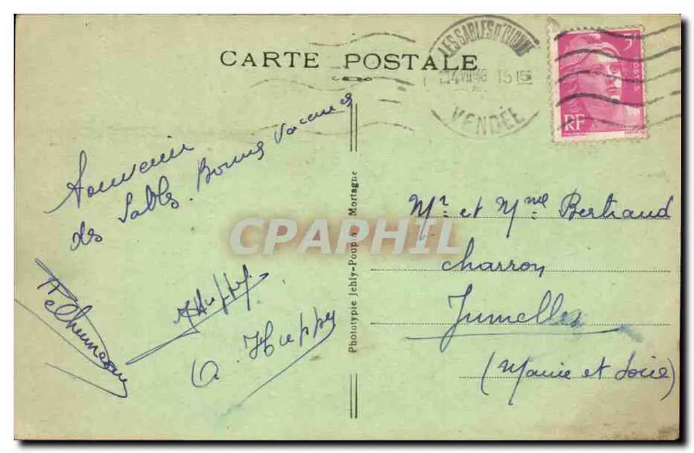 Les Sables d'Olonne (Vendée) — La Chaume — Vis van vissersboten — Fototipie Jolly-Pouppe, Mortagne - Achterkant