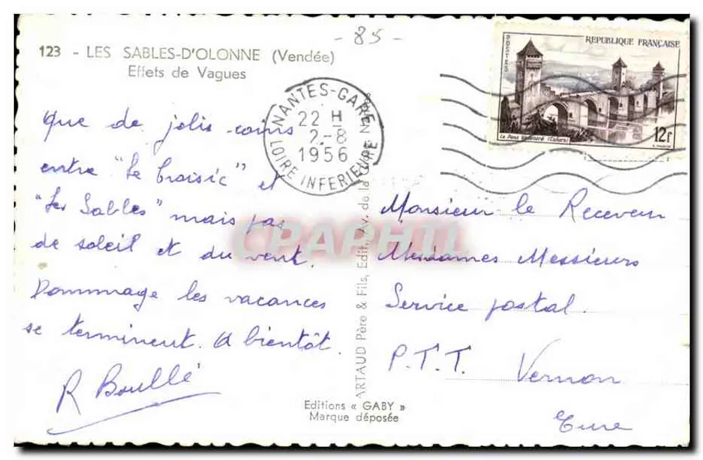 Les Sables-d'Olonne — Efeitos de Ondas — Gaby, n°123 - Verso