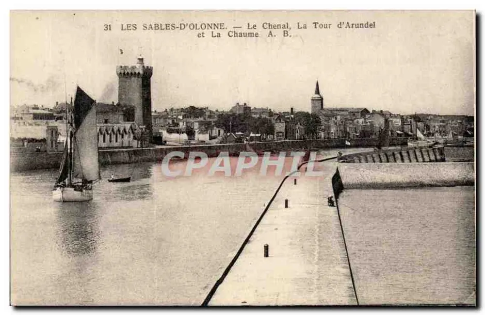 Les Sables-d'Olonne — Der Kanal, Turm von Arundel und La Chaume — A. B. - Vorderseite