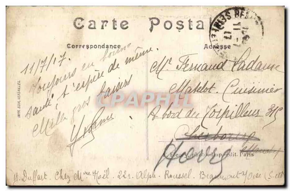 Beaumont-sur-Oise — Reste des alten Brücke und vorübergehender Fußgängerbrücke — Verlag V. Gaudetroy - Rückseite