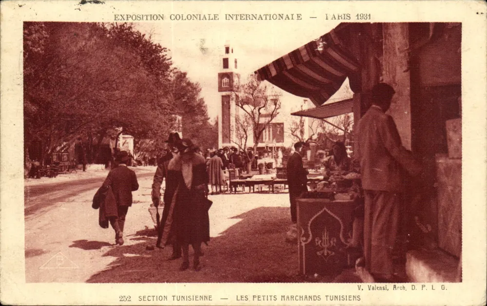 Tunesische Abteilung — Die Kleinen tunesischen Händler — Internationale Kolonialausstellung — Paris 1931 — V. Valensi, Arch. D.P.L.G. - Vorderseite
