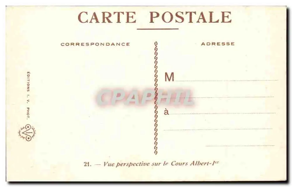 Perspektivische Ansicht des Cours Albert-1er — Éditions I.V. Phot. - Rückseite