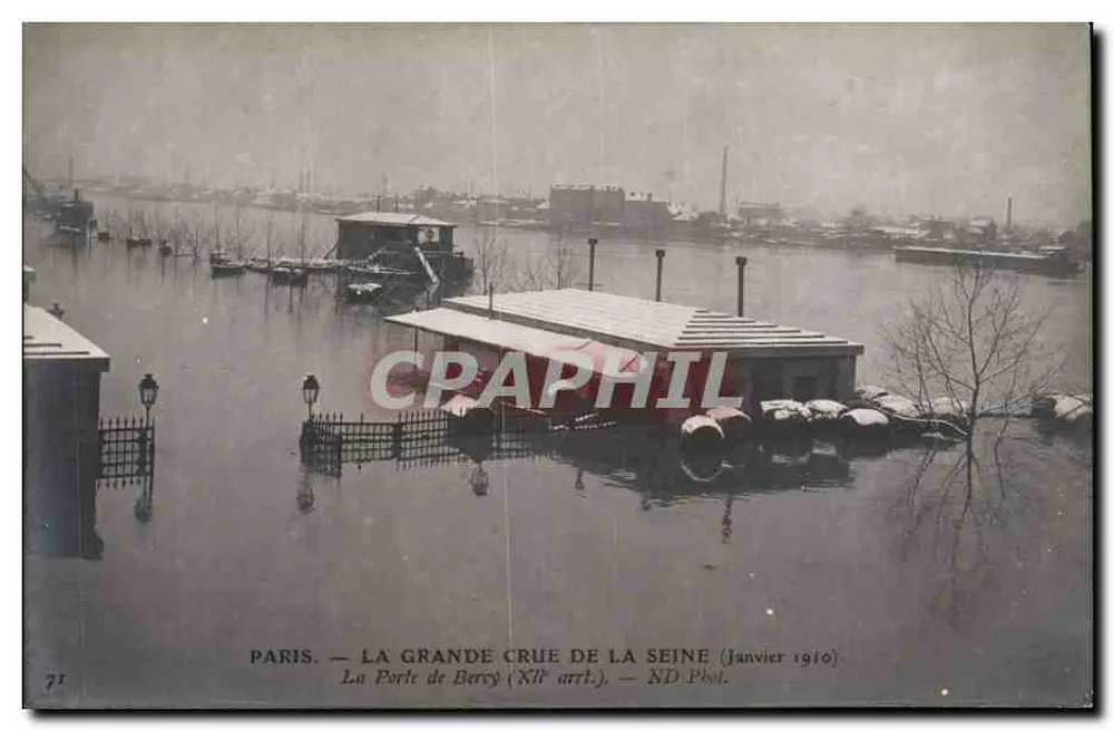Paris — Die Große Flut der Seine (Januar 1910) — La Porte de Bercy (11. Arrondissement) — ND Phot. - Vorderseite