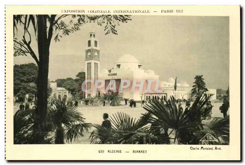 Argélia — Minarete — Exposição Colonial Internacional — Paris 1931 — Charles Montaland, Arq. - Frente