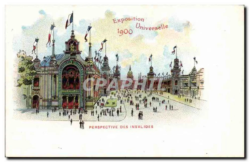 Perspectiva dos Invalides — Exposição Universal de 1900 — editor não visível - Frente