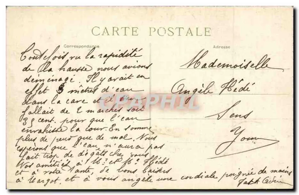 Paris-Venedig — Überschwemmungen 1910 — Rue des Chantiers — Verlag F. Chauffour - Rückseite