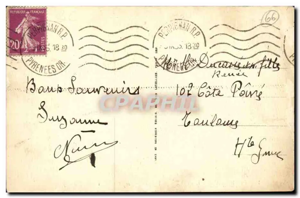 Perpignan — Die Quais in Richtung Palmarium und Canigou (2785 m) — Lt. - Rückseite