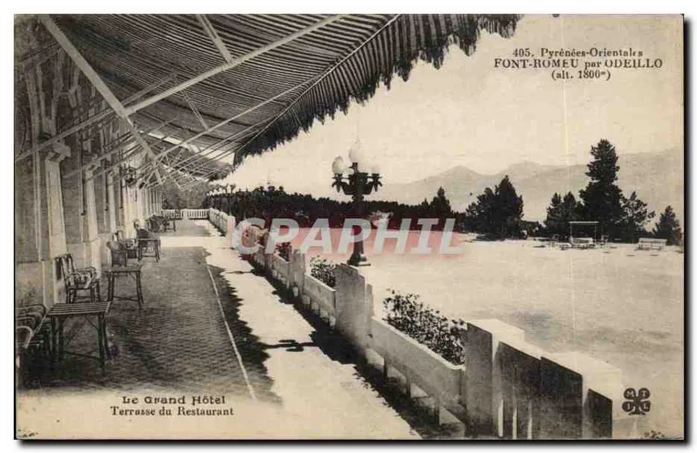 Das Grand Hotel - Terrasse des Restaurants - Font-Romeu bei Odeillo (Höhe 1800m) - Verlag Odeillo - Vorderseite