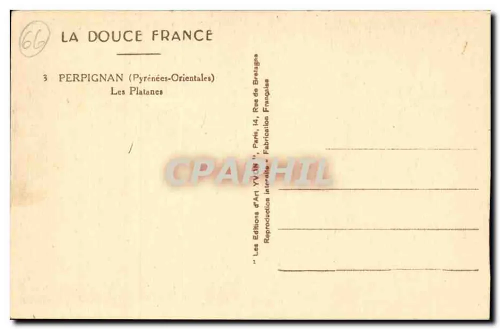 Perpignan — Os Plataneiros — La Douce France, n°66 - Verso