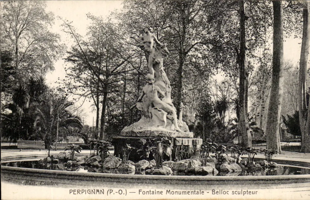 Perpignan (P.-O.) — Monumentale Fontäne — Belloc Bildhauer - Vorderseite