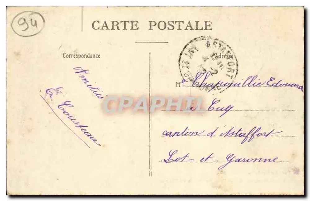 Villeneuve-Saint-Georges — Die Ufer des Yerres — Verleger M. Burat, 40, Rue de Paris - Rückseite